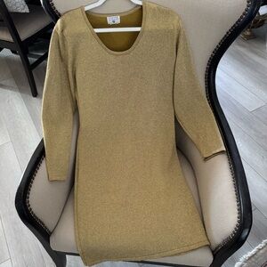 Georgiou G Gold Metallic Knit Dress